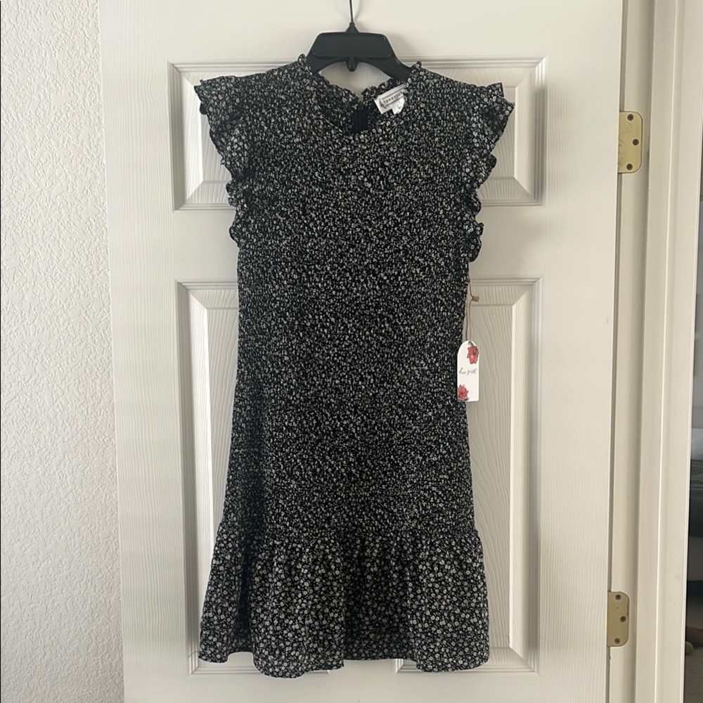 Black Floral Ruffle Dress